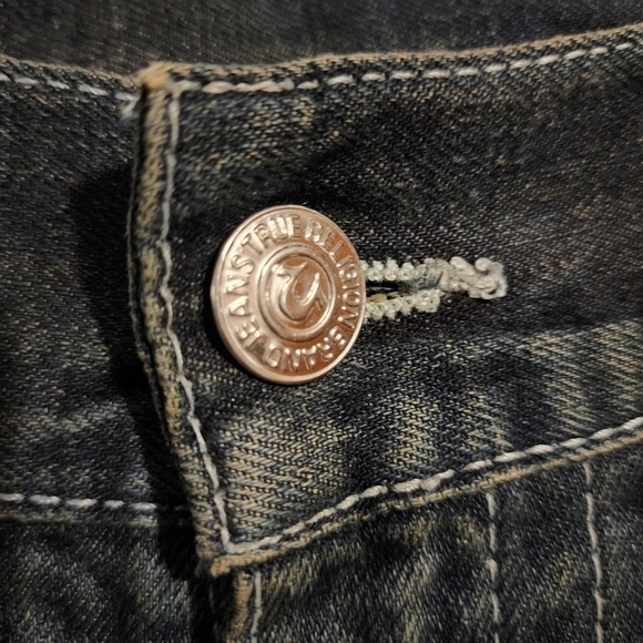 True Religion Men's Denim Blue Jeans Size 36 Slim 100% Cotton Distressed Ripped - Picture 5 of 15